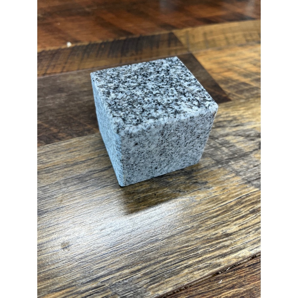 Natural Polished Granite Cube Paperweight Grey Speckled Stone Desk Decor 13.8oz - Picture 2 of 4